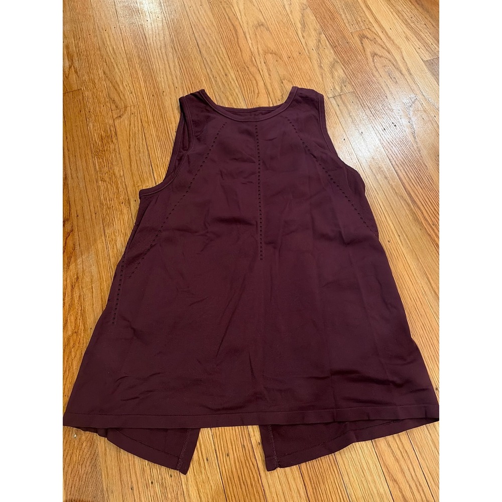Athleta Essence Tie Back Tank Top Burgundy Maroon Laser Cut Mesh Small 211277